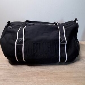 Victoria Sport Duffle Bag Womens OS Black White Logo Gym Travel Weekend Carryall
